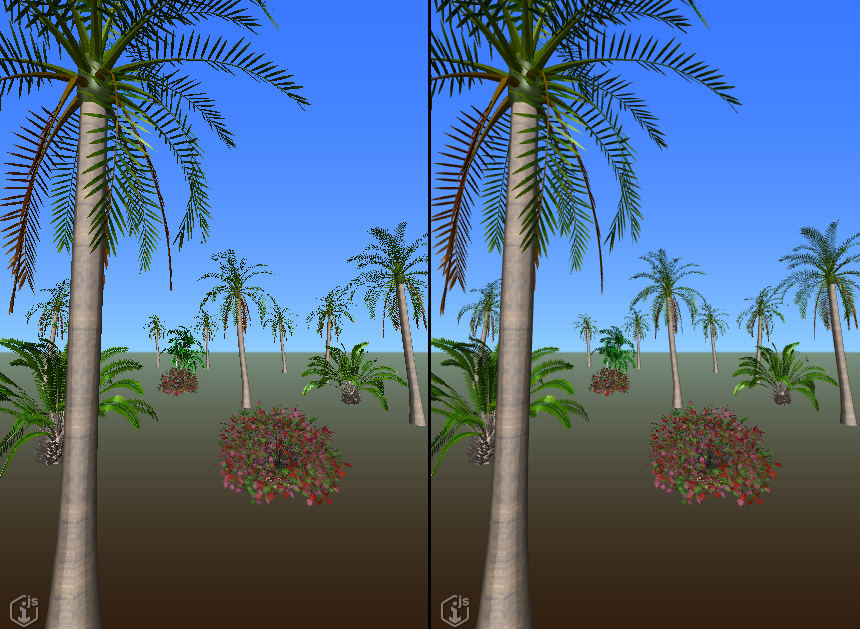 example of no antialiasing on left, and antialiasing with 4 samples on the right