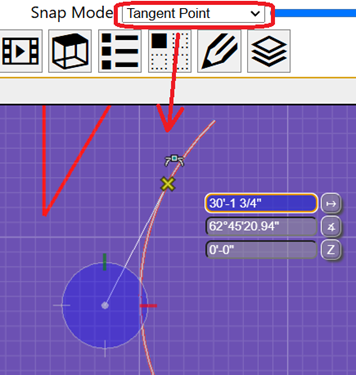 tangent point snap