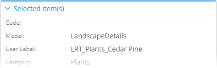 Selected Item(s) category